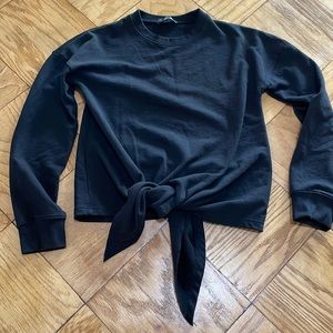 Tie front black sweatshirt